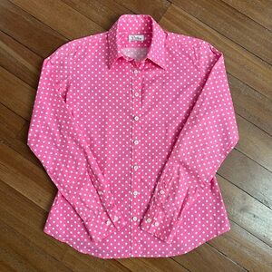 Lilly Pulitzer Long Sleeve Button Down Short Pink/White Polka Dot